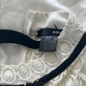 AQUA White Lace Top with Black Trim